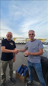 Trevor Willis receives his class award from Gurston Comp Sec Nick Revels